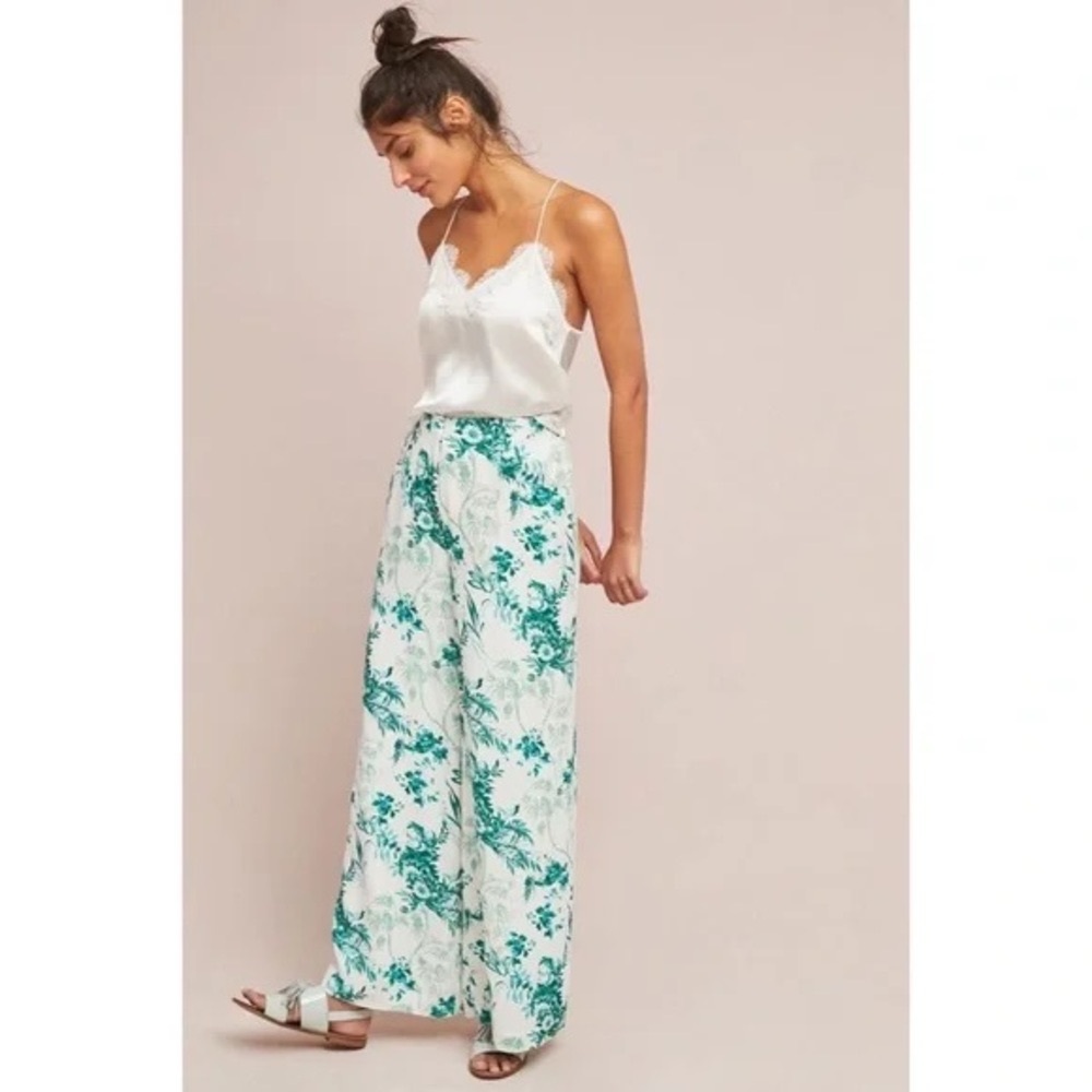 Bohemian Anthropologie ett;twa Wide Leg Green and White Pants - Picture 1 of 9